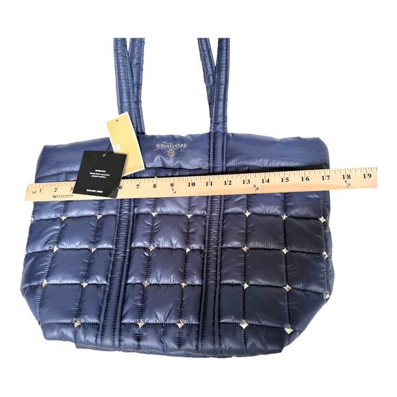 NEW Michael Kors Blue TOTE BAG HANDBAG Stirling Recycled Studded Purse 17x12 NWT - Picture 10 of 13